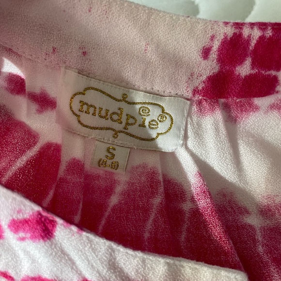 Mud pie hot pink and white tie-dye mini dress. - Picture 4 of 5